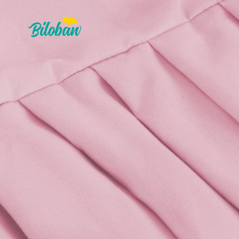 Pink Crib Skirt Pleated with White Pompoms, 14" Drop Bedding Dust Ruffle for Girls, Fade Resistant Machine Wash