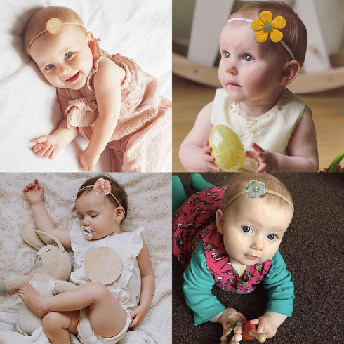 JIAHANG Baby Girls Hair Bow Headbands, 10PCS Nylon Floral Hair Accessories for Newborn Infant Toddlers