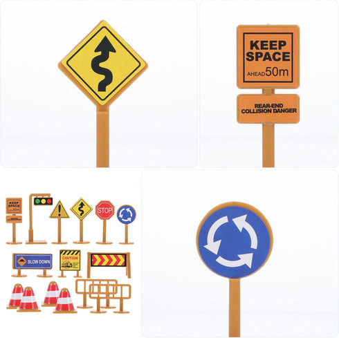 Playset: 30pcs 3+ iplusmile Kids Traffic Signs Street Traffic Cone Barricade Signs Crosswalk Signal Educational Mini