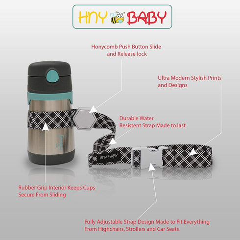 Sippy Cup Straps for Baby Bottle Toy Leash, 2 Pack for Stroller High Chair Strap (Black)
