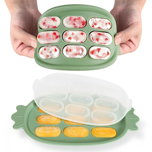 Haakaa Baby Popsicle Mold, Baby Food Maker & Breastmilk Teething Freezer Tray, BPA Free Silicone (Green)