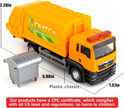 BDTCTK Man Garbage Truck Toy - Zinc Alloy Die-Cast Pull-Back Model Car, Festive for Boys & Girls, Collectible
