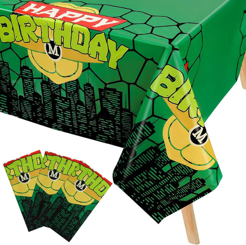 54x108in Turtle Party Tablecloth, Cartoon Turtle Theme Disposable Waterproof Table Cover for Birthday Decorations