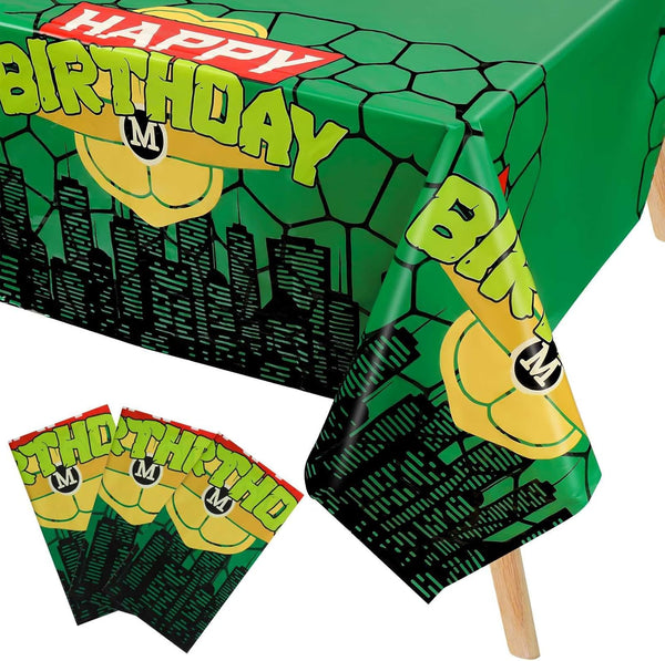 54x108in Turtle Party Tablecloth, Cartoon Turtle Theme Disposable Waterproof Table Cover for Birthday Decorations