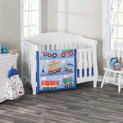 EVERYDAY KIDS 4 Piece Boys Crib Bedding Set - Choo Choo Train