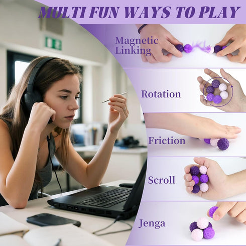 PARTY TONIGHT 6PCS Silicone Magnetic Balls, Fidget Toys for Adults & Teens, Stress Balls Sensory Toy, Quiet Magnet Desk