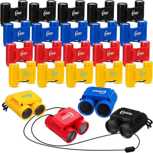 Libima 24 Pcs Binoculars with Neck String, 3.74x2.56'' Assorted Colors for Age 3-12 Years Bird Watching and Camping