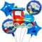 GOTPASS 5PCS Jumbo Blue Train Foil Balloons Set Train Themed Party Supplies Baby