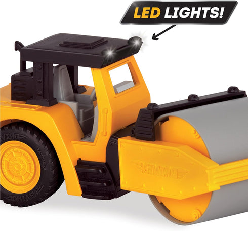 DRIVEN by Battat Micro 1:24 Scale Steam Roller, Realistic Construction Truck Toy with Lights & Sounds for Kids 3+
