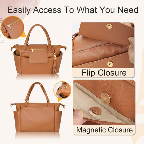 12 Strap,2 Omanmoli Small Diaper Bag,Mini Diaper Bag Tote, Leather Crossbody Diaper Bag Clutch with Pocekts Diaper Bag