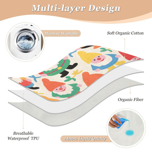siphylline 52" 34" Cartoon Cute Colorful Dwarves Extra Large Resuable Diaper Mats Highly Absorbent Baby Diaper Changing