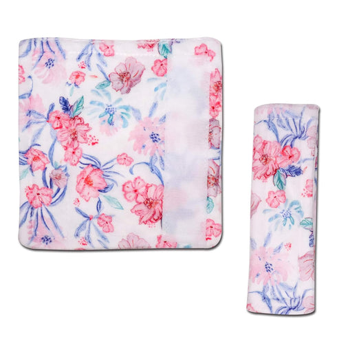 Baby Car Seat Belt Covers - Floral Stroller Seat Strap Covers for Girls Boys, Mink Seat Belt Protectors for Kids