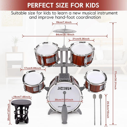 Set 3-5 5 3 4 5 Toy Drum for Kids Ages Toddler Jazz Drum Kit with Drums Musical Instruments Toys for Year Old Boys