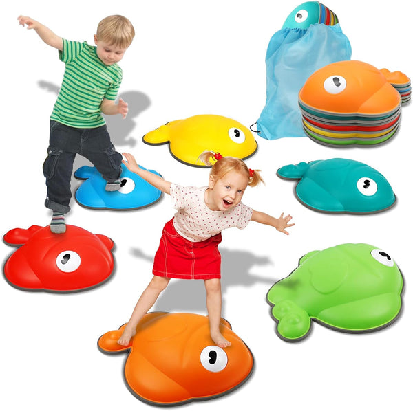 Goldfish Balance Stepping Stones for Kids - 6PC Non-Slip Jumping Stones, Toddler Obstacle Course Game for Ages 3-8
