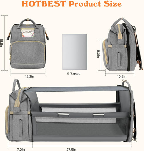 Backpack Pack HOTBEST Diaper Bag with Changing Station, Baby Essentials Travel Tote Multi function Waterproof Bag