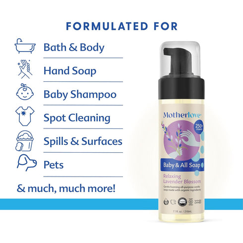 (32 oz) Motherlove Baby & All Soap Gentle Foaming All-Purpose Castile Soap Made with Organic Ingredients Relaxing