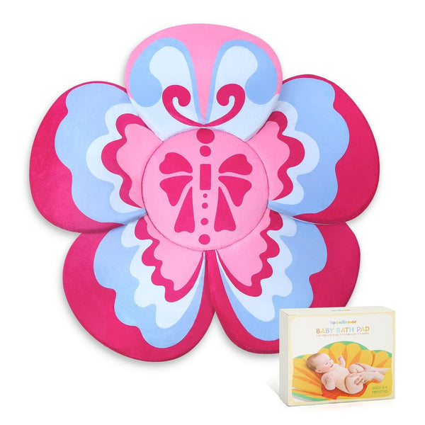 Premium Baby Bath Pad with Butterfly Flower - Ultra Soft & Quick