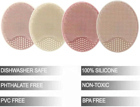 Set 4 Pack PandaEar Baby Cradle Cap Brush, Silicone Baby Bath Brush Massage Brush for Dry Skin, Cradle Cap, and Eczema