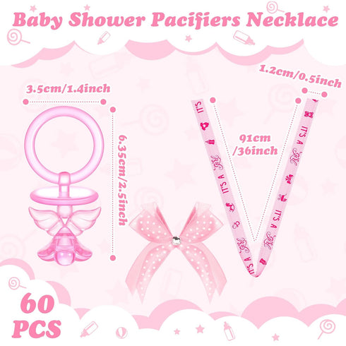 Tondiamo 60 Pcs Baby Shower Pacifier Necklace for Chupones para Baby Shower Game Party Favor Acrylic Angel Pacifier