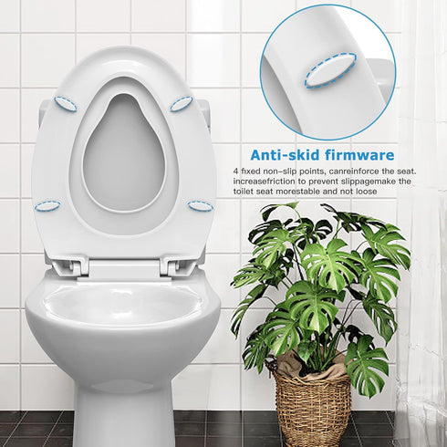 Hosslly 19" Elongated Toilet Seat with Built in Potty Training Seat, Potty Training Toilet Seat for Toddlers, Magnetic