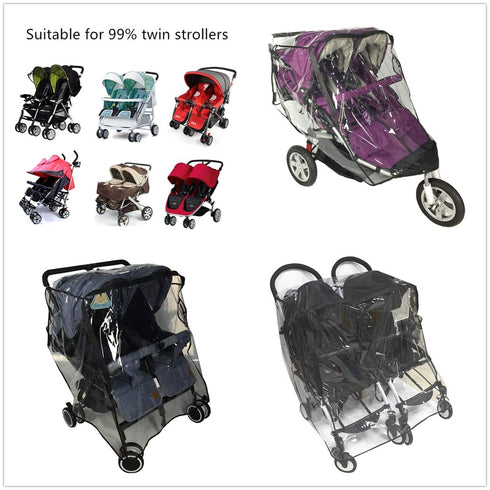Ezkindheit Stroller Rain Cover,Universal Rain Cover for Side by Side Baby Stroller, Double Stroller Cover for Rain