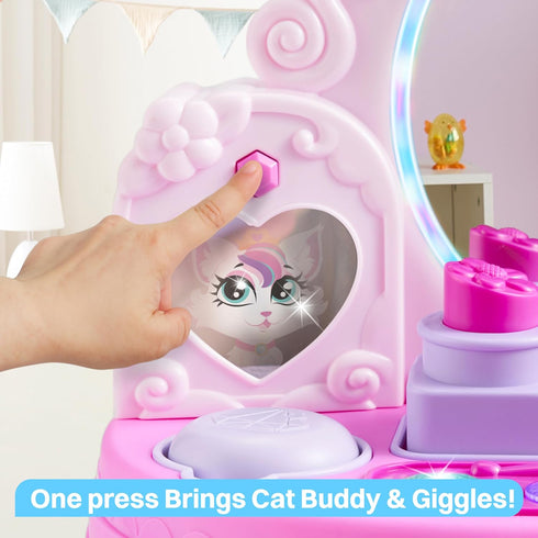 lalalark Set 40+ 6 1 2 3 JOVA Toddler Vanity & Baby Vanity Mirror Toy, Interactive Pretend Vanity with Sounds