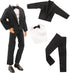 Miunana 10 Pcs Fashion Pack - 5 Sets Casual Wear Clothes Outfit with 5 Shoes for boy Doll (Black Suit + Casual Wear Clothes + Tracksuit + Swimwear) Random Style