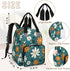 Shoblo Backpack Retro Daisy Flowers Diaper Bag for Travel, Waterproof Diaper Bag with Insulated Bottle Pockets & USB