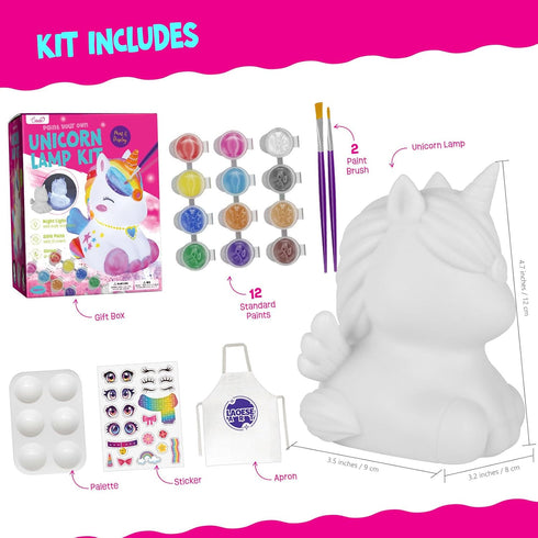 6-12, 3 4 5 6 7 8 9 10 11 12+ Paint Your Own Unicorn Lamp Kit, Art Supplies Unicorn Painting kit for Kids, Arts