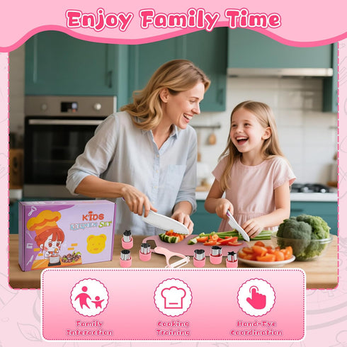 Set Set 27PCS 3-8 Toddler Knife - Kid Safe Knife for Real Cooking, Toddler Kitchen Tools with Knives, Cutting Board