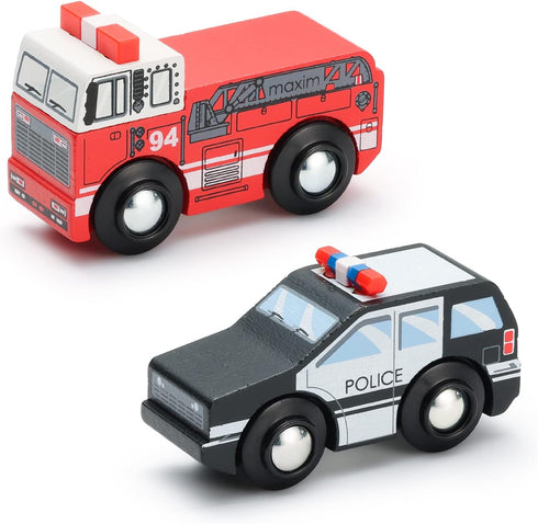 Set (10 3+ SainSmart Jr. Wooden Train Accessories Toy Cars PCS), Compatible with All Major Brands, Gift for Toddlers