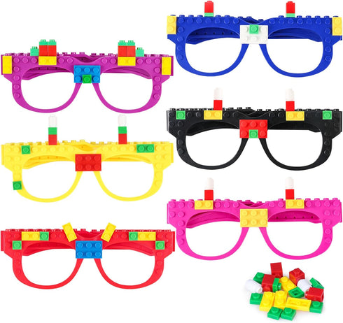 12 Pcs Building Bricks Glasses Building Blocks Games for Kids Birthday Party Favors Supplies, Carnival Party