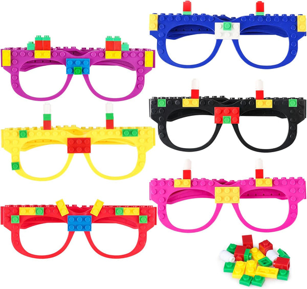 12 Pcs Building Bricks Glasses Building Blocks Games for Kids Birthday Party Favors Supplies, Carnival Party