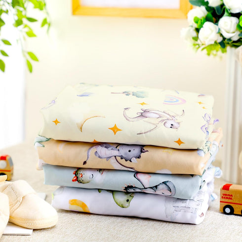 VitalCozy 4 Set 52 28 8 Inches Pcs Watercolor Dragon Crib Sheet Newborn Bedding Nursery Baby Sheets for Girl Boys Baby