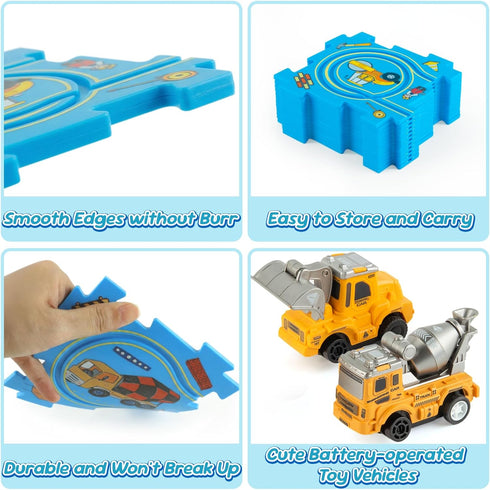 3-5 Bulldozer 3 4 5 6 Plastic Puzzles for Kids Ages with Toy Car + Cement Mixer, Toddler Puzzles Gift, Critical