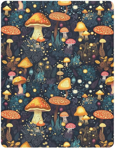SDMKA 28x52 Inch Mushrooms Forest Crib Sheets for Boys Girls - Portable Microfiber Fitted Crib Sheet for Standard Crib