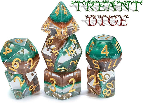 Eclipse Dice: Treant Dice - 7pc Set, Green & Brown, Pearlescent Swirl, 7 Resin Dice for Role Playing Games by Gate