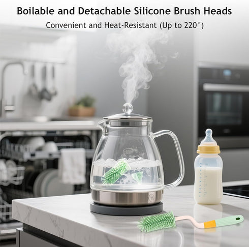 Malalife 3 1 Set, in Baby Silicone Bottle Brush Multipurpose Bottle Cleaner, Bottle Brush with Storage Holder, Food
