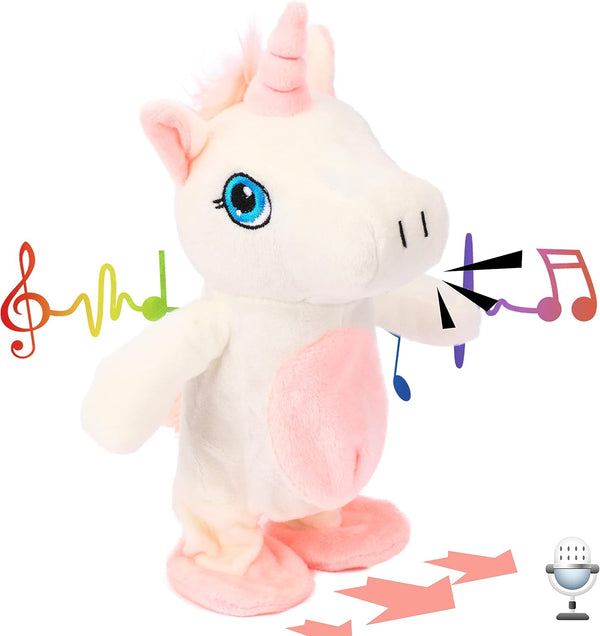 Hopearl Talking Unicorn, Walking Electric Interactive Plush Toy that Repeats What You Say, Gifts for Toddlers