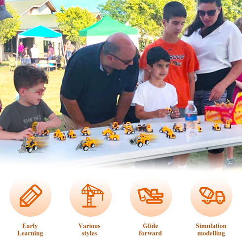 24PCS Juuxncgv Mini Construction Vehicles,Play Figure Vehicles,Pull Back Engineering Vehicles,Toy Figure Construction