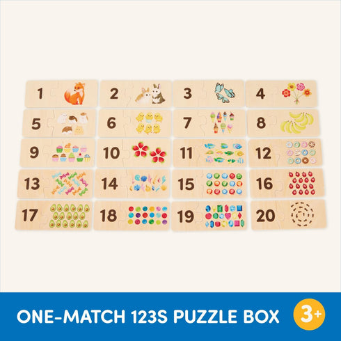 Battat One-Match Numbers Wooden Puzzle for Toddlers - Educational Self-Correcting Puzzles with Storage Box