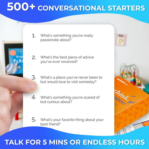 500 QUOKKA Conversation Cards Game - Kids Edition | Questions | Original Version | Share Thoughts - Fun Talking Board