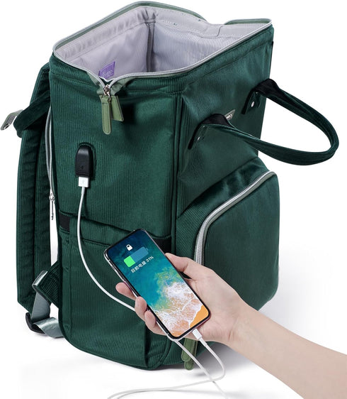 Backpack 13 SUNVENO Diaper Bag Large Capacity Baby Bag with USB Charging Changing Pad Waterproof Travel Nappy Bag