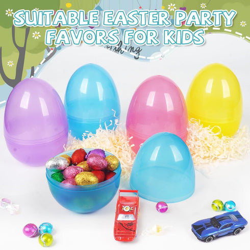 PNIOTAIN 6 Pack 6 Inch Large Plastic Easter Eggs Fillable - Jumbo Easter Eggs for Kids Empty Eggs for Easter Egg Hunt