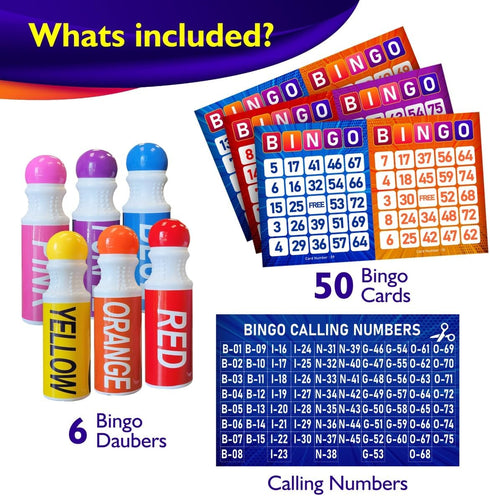 Bingo Game for Adults and Kids - Set Includes Bingo Daubers, Cards, and Calling Numbers for Family Game Night