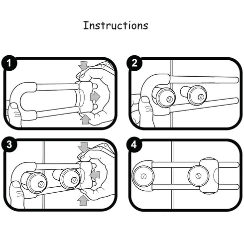 Sliding Cabinet Locks, U-Shaped Adjustable Child Safety Locks for Drawers, Closets, Refrigerators, 4PCS