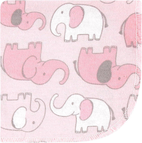 10-Pack, Hudson Baby Unisex Baby Flannel Cotton Washcloths Girl New Elephant, One Size
