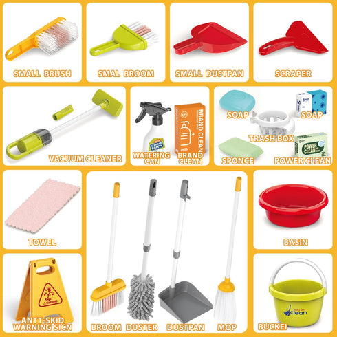 Sotodik Set Kids Cleaning for Toddlers Pretend Play Housekeeping Supplies Kits with Real Working Vacuum Cleaner, Broom