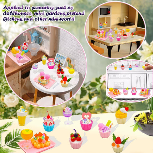 Sendhjurf Making Mini Food Toy,DIY Craft Kits,Mini Collectibles,Dollhouse Accessories,Cream Play,Create and Display