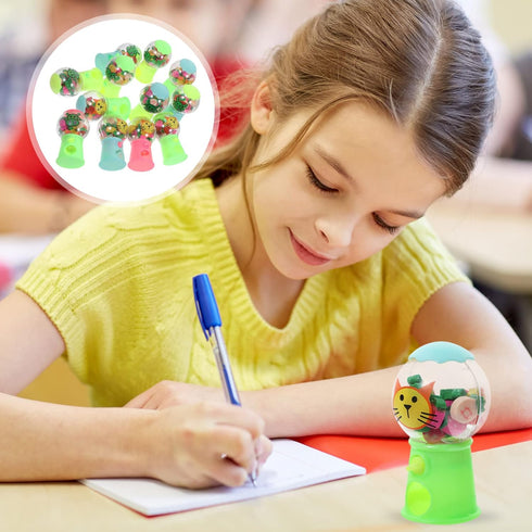 Ipetboom 12pcs Gumball Machines Erasers, Mini Fruit Eraser Dispenser, Novelty for Games, Prizes, Holiday Party Stuffers